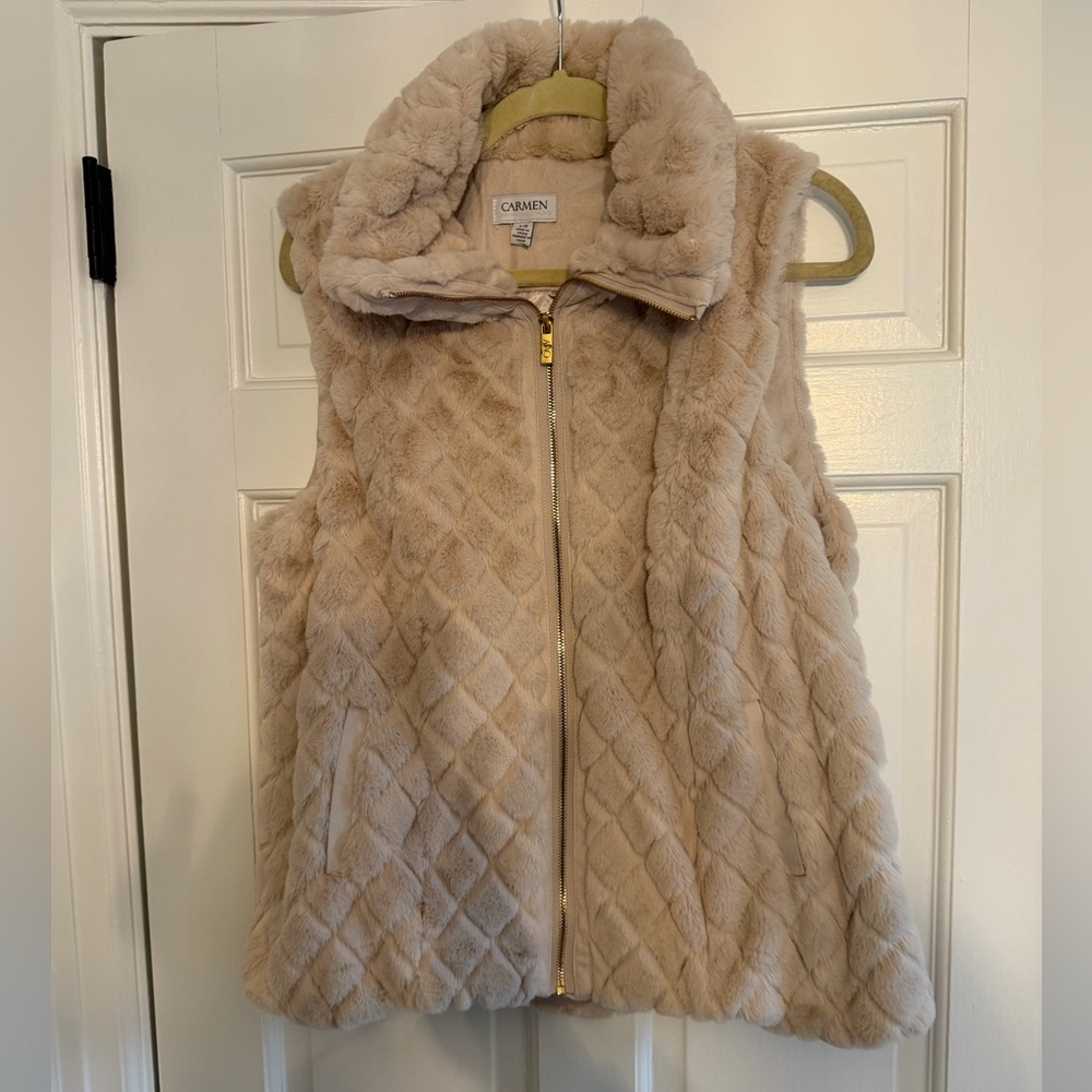 Carmen Marc Valvo Faux Fur Vest